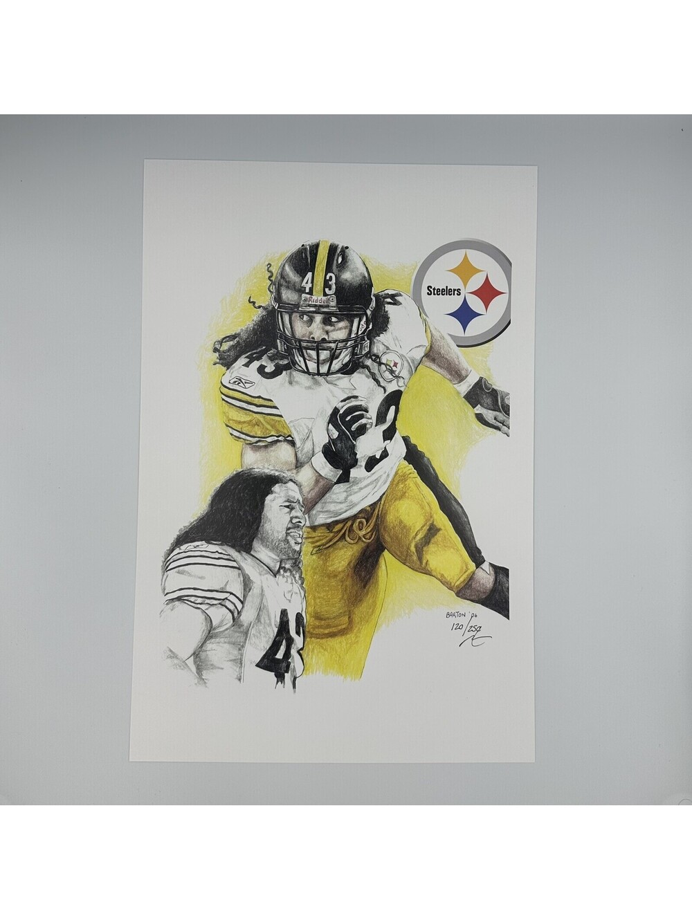 Troy Polamalu Pittsburgh Steelers LE Lithograph by Brian Barton - 120/250